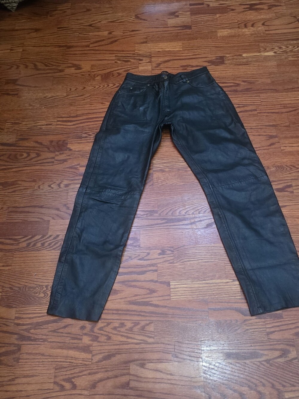 Vintage Interstate Leather Black Leather Pants High Waist 5-Pocket Jeans Womens